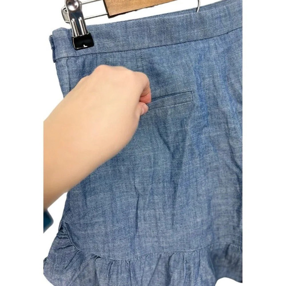 J. Crew Ruffle Shorts Cotton Size 8 Denim Pockets Blue Women’s - Picture 10 of 10